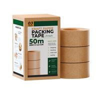 Kraft Paper Packaging Tape, 4.8Cm X 500Cm Brown Recyclable Adhesive Strong Sticky Eco Friendly Kraft Paper Packing Tape 3 Rolls