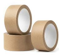 Kraft Paper Packing Tape 48mm x 50m Parcel Tape, Paper Tape for Strong Parcel Packaging Tapes Biodegradable Recyclable Eco Friendly Writable Packing Tape Parcel Packaging, Masking Moving Brown 3 Rolls