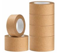 Kraft Paper Packing Tape 48mm x 50m Parcel Tape, Paper Tape for Strong Parcel Packaging Tapes Biodegradable Recyclable Eco Friendly Writable Packing Tape Parcel Packaging, Masking Moving Brown 6 Rolls