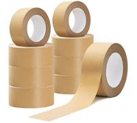 Kraft Paper Packing Tape 48mm x 50m Parcel Tape, Paper Tape for Strong Parcel Packaging Tapes Biodegradable Recyclable Eco Friendly Writable Packing Tape Parcel Packaging, Masking Moving Brown 9 Rolls
