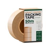 Kraft Paper Packing Tape Roll With Industrial Strength Long 50m x 48mm Suitable For Carton Sealing Brown Eco Friendly Tear Resistant Adhesive For Secure Moving Mailing Storage And Shipping Needs