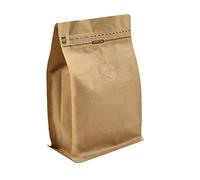 Kraft Paper Stand Up Coffee Bag/Flat Bottom Pouch with Air Release Valve and Reusable Side Zipper. (50pcs, ½lb/8oz, 250g)