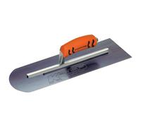 Kraft Tool CF284BPF Blue Steel Round End-Square Back Cement Trowel with ProForm Handle, 14 x 4-Inch
