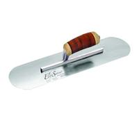 Kraft Tool CFE438L 16"x4" Elite Series Five Star Carbon Steel Pool Trowel w/Leather Handle - 7-7/8" Shank