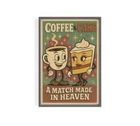 Kraft Topper Coffee & Cake Poster Print - Retro 1950s Style Wall Art for Kitchens, Cafés & Vintage Lovers | Mid-Century Pop Illustration | Whimsical Dessert-Themed Home Décor (A4)