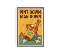 Kraft Topper Pint Down, Man Down Poster Print - Retro 1950s Style Beer-Themed Wall Art for Home Bars, Man Caves & Fun Décor | Vintage Mid-Century Pop Illustration with Humorous Flair (A4)