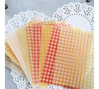 Kraft Wrapping Paper 12pcs/Set Color Grid Dot Basic Vellum Paper Pattern Pack for Scrapbooking Happy Planner Card Making Junk Journal Project(Yellow)