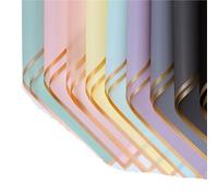 Kraft Wrapping Paper Roll 20 Sheets Flower Wrapping Paper With Golden Edges, Waterproof Bouquet Packaging Craft Paper Roll(02-L-yellow-20pcs)