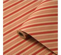 Kraft Wrapping Paper Roll, 43cm x 10M Gift Wrapping with Strings 100% Recyclable ECO Gift For Birthday Christmas Wedding Festival Gift Decorations (Christmas Stripes)