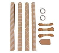 Kraft Wrapping Paper Rolls for Birthday Wedding Souvenirs YELLOW VERSATILE TAGS Ropes Sticky Glue Various Occasions: 4 Rolls 20 Tags