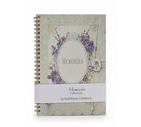 Kraft2love Creations Vintage "Memories" A5 Notebook | Lined, 100 Pages/50 Sheets | Gold Twin Wire Bound | Scrapbook Style Journal, Memory Book (1 PC Vintage Purple)