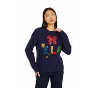 kraftd Christmas Jumpers for Women Long Sleeve Casual Pullover Tshirts | Christmas Tops | Sweatshirt | Ladies Jumper (Navy, M)