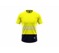 kraftd Hi Vis T Shirt Short Sleeve Work Safety Top Breathable Crew Neck Reflective High Visibility Summer Workwear T-Shirt for Outdoor & Construction (Yellow/Navy)