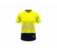 kraftd Hi Vis T Shirt Short Sleeve Work Safety Top Breathable Crew Neck Reflective High Visibility Summer Workwear T-Shirt for Outdoor & Construction (Yellow/Navy)