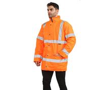 kraftd Hi Vis Viz Jackets High Visibility Parka Workwear Security Safety Fluorescent Hooded Padded Waterproof Work Wear Jacket Coat