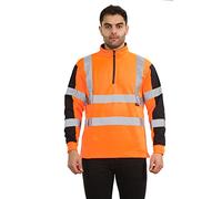 kraftd Hi Vis Viz Sweatshirt 2 Tone Rugby Shirt High Visibility Reflective Safety Traffic Construction Two Tone Jumper Workwear Orange/Navy
