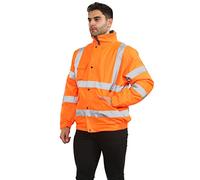 kraftd Hi Vis Viz Visibility Jacket Bomber Workwear Security Safety Jackets Fluorescent Hooded Padded Waterproof Work Wear Coat