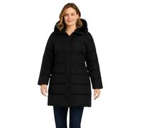 kraftd Ladies Long Puffer Jacket with Faux Fur Hood Winter Warm Jacket Quilted & Hooded Belted Knee-Length Coat With Zip Pockets (Black,20)