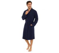 kraftd Men’s Dressing Gown | Textured Knitted Waffle Towelling Bath Robe 100% Cotton Lightweight Wrap Style Housecoat with Belt & Pockets Cosy Loungewear Robe for Home | Summer Dressing Gown