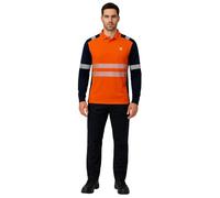 kraftd Men’s Hi Vis T Shirt High Visibility Polo Safety Shirts with Long Sleeve Tee Contrast T-Shirt Top Reflective Breathable Lightweight Work T Shirt Polo Shirts (Yellow/Navy-S)