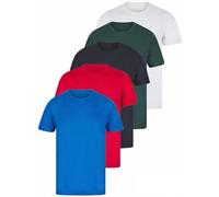 kraftd Men’s T Shirts 5 Pack | Mens Cotton T Shirt Multipack | Plain T Shirt Regular Fit | Tee Shirt Set for Work, Gym & Casual Wear (Navy/Red/Blue/White/Pink, M)