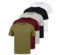 kraftd Men’s T Shirts 5 Pack | Mens Cotton T Shirt Multipack | Plain T Shirt Regular Fit | Tee Shirt Set for Work, Gym & Casual Wear (Black/Light Grey/Wine/Green/White, XXL)