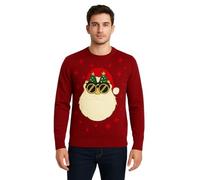 kraftd Men's Christmas Jumper Funny Xmas Sweater Long Sleeve Acrylic Pullover Knitted Jumpers | Novelty Knitwear | Festive Sweatshirts | Ugly Sweaters (Carlet,XXL)