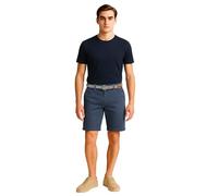kraftd Men's Cotton Twill Chino Shorts with Woven Belt - Casual Summer Half Pants with Pockets Blue