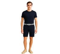 kraftd Men's Cotton Twill Chino Shorts with Woven Belt - Casual Summer Half Pants with Pockets Navy