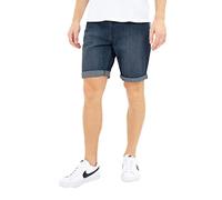 kraftd Mens Denim Shorts Casual Turn Up Hem Short Dark Blue