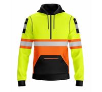 kraftd Mens Hi Vis Quarter Zip Hoodie with Multiple Pockets Reflective Tape Safety Work High Viz Hoodies Workwear High Visibility Sweatshirt