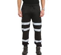 kraftd Mens Hi Vis Trousers Workwear Bottoms High Viz Combat Safety Jogger Black