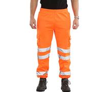 kraftd Mens Hi Vis Trousers Workwear Bottoms High Viz Combat Safety Jogger Orange