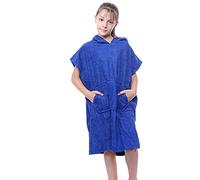 kraftd Unisex Kids Hooded Poncho Changing Robe 100% Terry Towelling Cotton Robes With Pocket & Hood for Beach Swimming Surfing Bathing Watersports (1 Piece)