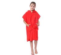 kraftd Unisex Kids Hooded Poncho Changing Robe 100% Terry Towelling Cotton Robes With Pocket & Hood for Beach Swimming Surfing Bathing Watersports (1 Piece)