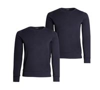 kraftd Unisex Kids Sweatshirt Plain Jumper Round Neck Fleece Sweatshirt Full Sleeve Pullover Everyday Winter Wear for School (Pack of 2) Navy