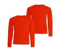 kraftd Unisex Kids Sweatshirt Plain Jumper Round Neck Fleece Sweatshirt Full Sleeve Pullover Everyday Winter Wear for School (Pack of 2) Orange