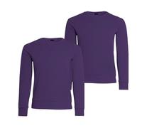 kraftd Unisex Kids Sweatshirt Plain Jumper Round Neck Fleece Sweatshirt Full Sleeve Pullover Everyday Winter Wear for School (Pack of 2) Purple