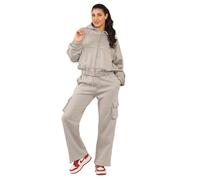 kraftd Women’s Tracksuit Set Zip Up Hoodie & Cargo Style Joggers Bottom Loungewear Sets | Two Piece Outfit | Co Ord Set | Co-ordinated Outfits | Ladies Tracksuits | Lounge Wear
