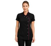 kraftd Women's Beauty Tunic Spa Salon Beautician Tunics Nail Massage Therapist Uniform Work Wear Tops Black/Hot Pink