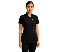 kraftd Women's Beauty Tunic Spa Salon Beautician Tunics Nail Massage Therapist Uniform Work Wear Tops Black