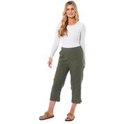 kraftd Womens Capri Trousers Ladies Three-Quarter 3/4 Cropped Pants UK Ladies Stretch Pull-On Trousers Khaki