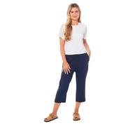 kraftd Womens Capri Trousers Ladies Three-Quarter Soft 3/4 Cropped Pants UK Ladies Stretch Pull-On Trousers Elasticated Waist Summer Shorts (Navy, 18)