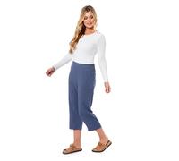 kraftd Womens Capri Trousers Ladies Three-Quarter Soft 3/4 Cropped Pants Uk Ladies Stretch Pull-On Trousers Elasticated Waist Plus Size Summer Shorts (Denim, 10)