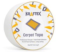Kraftex Double Sided Carpet Tape 90ft/30Yrd Roll Heavy Duty for Rugs, Mats, Pads & Runners. Rug Tape for Hardwood Floors, Tile, Laminate. 2 Sided Unique Adhesive Heavy Duty Double Stick Tape