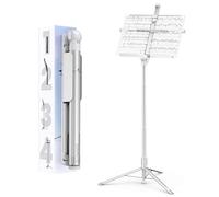 KraftGeek 66" Portable Music Stand for Sheet Music,Folding Aluminum Music Stand with Expandable Tray, for Guitar, Violin, Flute, Practice & Performance, No Assembly Required