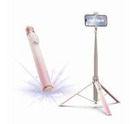 KraftGeek Automatic Tripod for iPhone, 66" Pink Phone Selfie Stick Tripod Stand for Recording, Travel, Content Creation - Ombré Peach