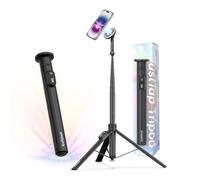 KraftGeek Magnetic Phone Tripod for iPhone MagSafe - 66'' Automatic Selfie Stick with Remote, Portable Tripod Stand for Video Recording, Travel, Vlogging (Black)