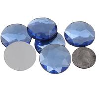KraftGenius 32mm Blue Light Sapphire H118 Flat Back Round Acrylic Rhinestones Plastic Circle Gems for Costume Making Cosplay Jewels Pro Grade Embelishments - 6 Pieces