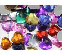 KraftGenius 6mm Flat Back Heart Acrylic Rhinestones Tiny Face Gems Body Jewels Card Making Embelishments - 300 Pieces (Assorted Colors)